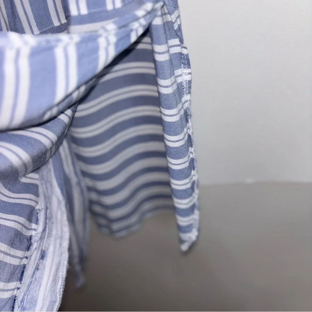 2/$30 Max Studio Sleepwear Women’s XL Blue White Striped Shirt Dress Buttons - Picture 6 of 10